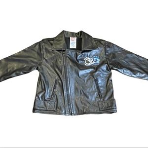 Disney 3T kids‎ leather jacket has Respect embroidered on front chest